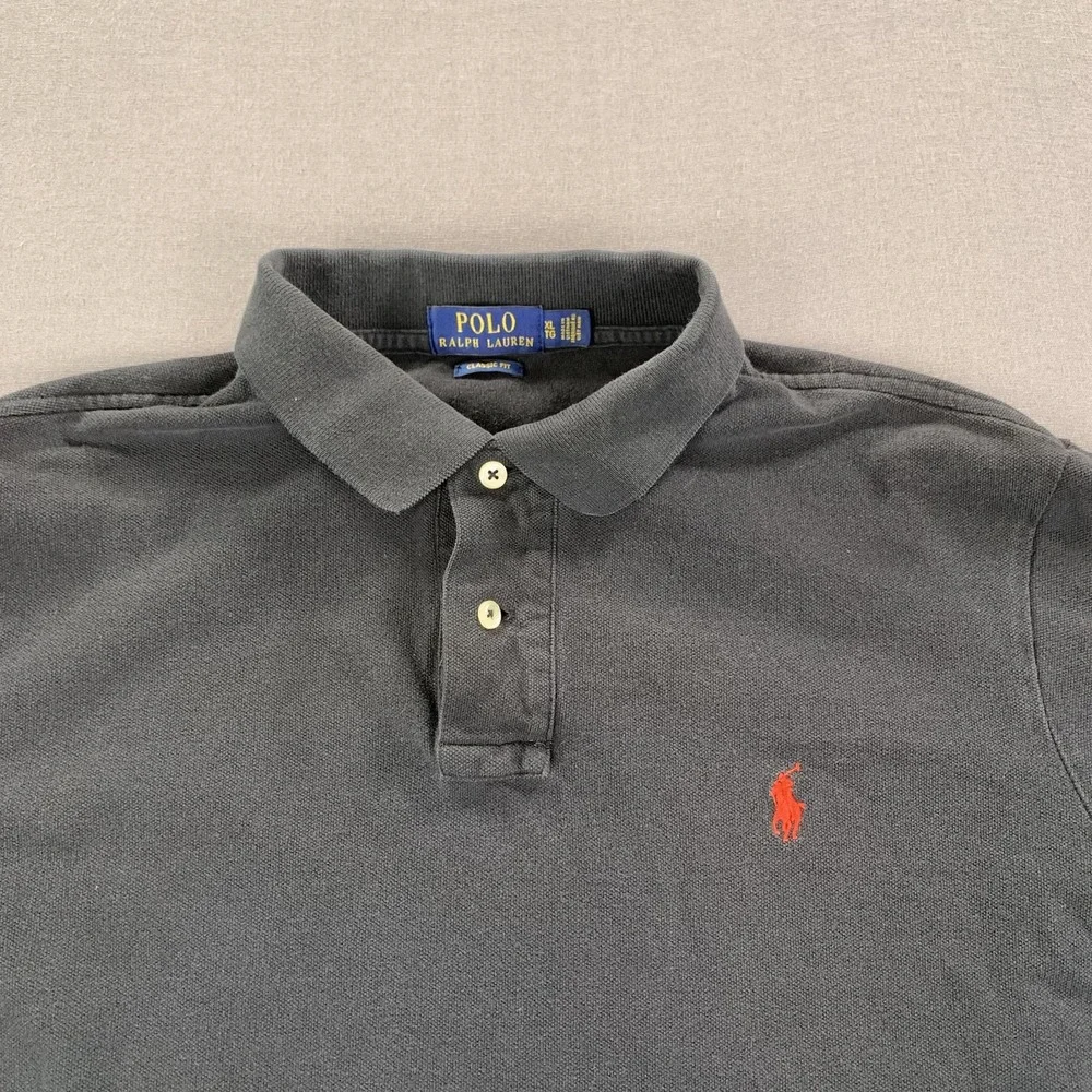 Polo Ralph Lauren Polo Shirt Mens Extra Large Black Classic‎ Fit Red Pony Pique